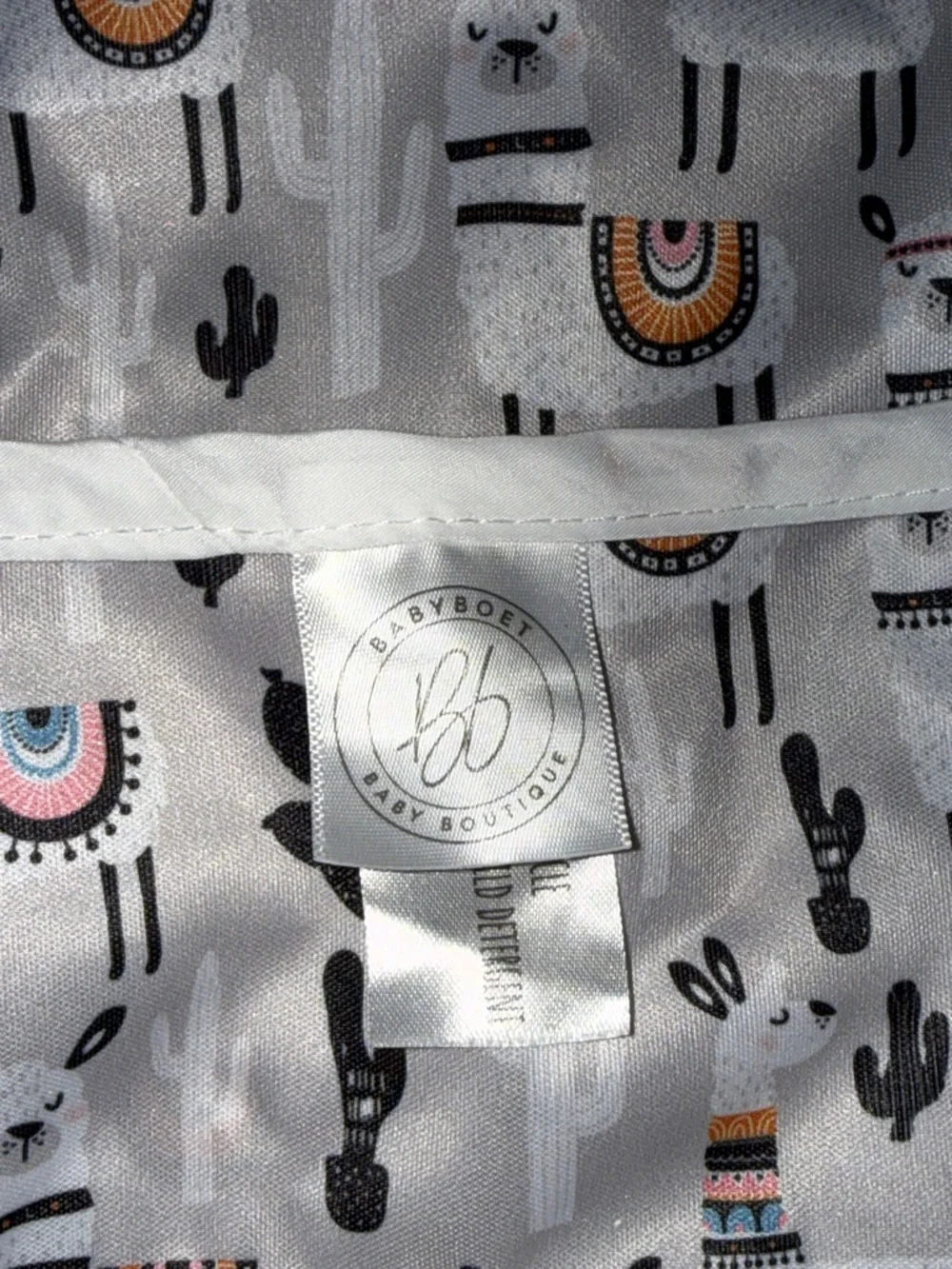 Waterproof Llama & Cactus Kids Feeding Bib - White with Black & Pink Accents